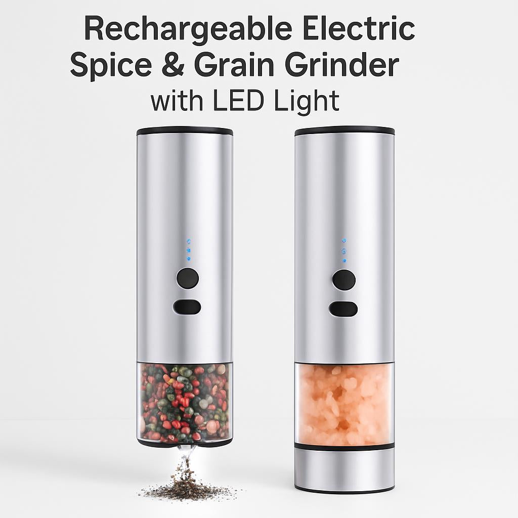 Rechargeable Electric Spice & Grain Grinder with LED Light