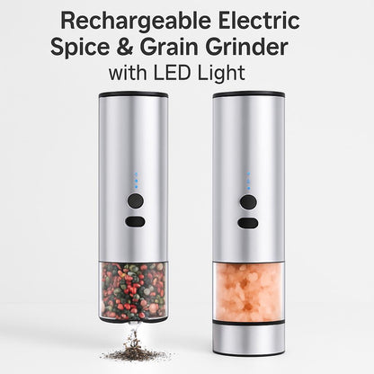 Rechargeable Electric Spice & Grain Grinder with LED Light