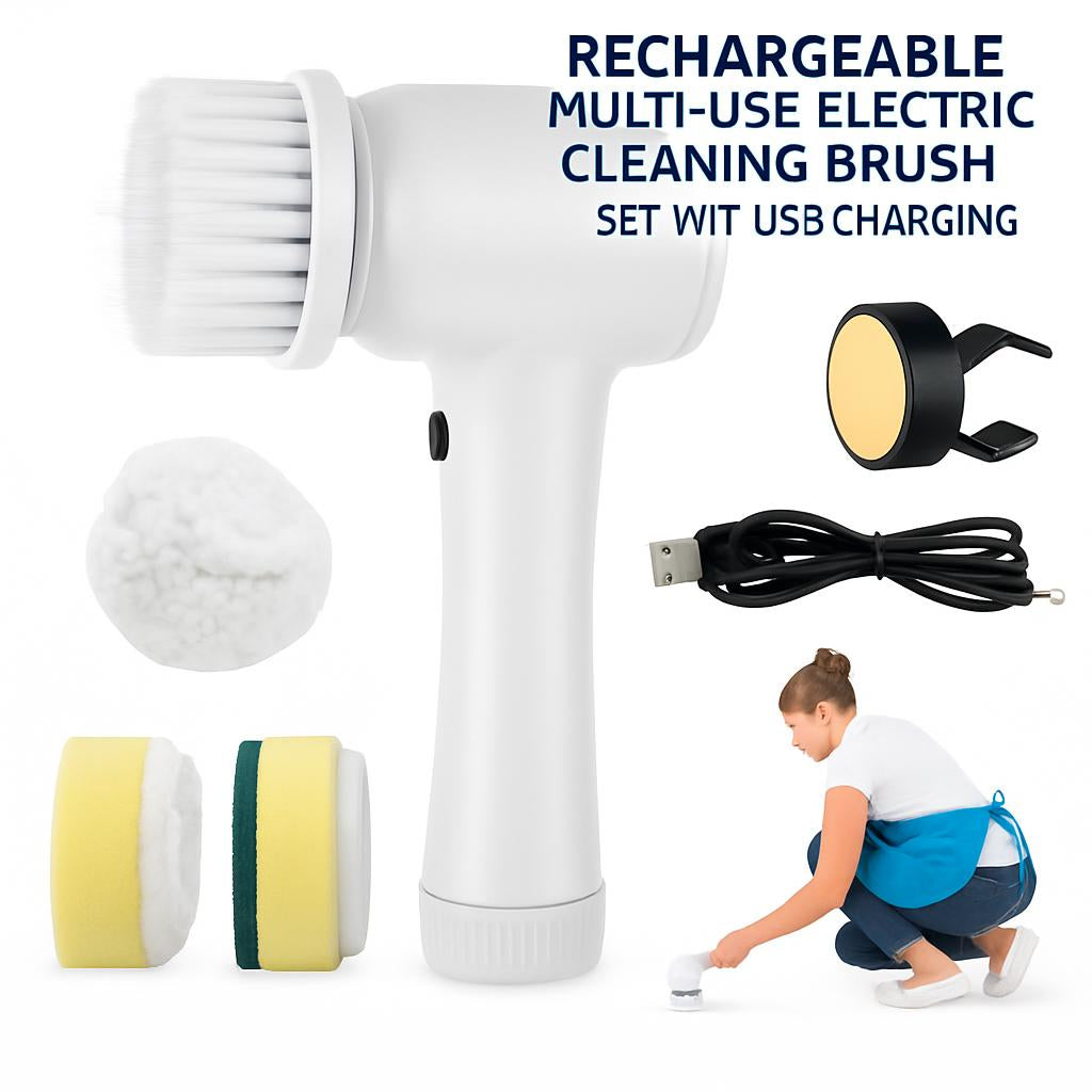 Rechargeable Multi-Use Electric Cleaning Brush Set with USB Charging