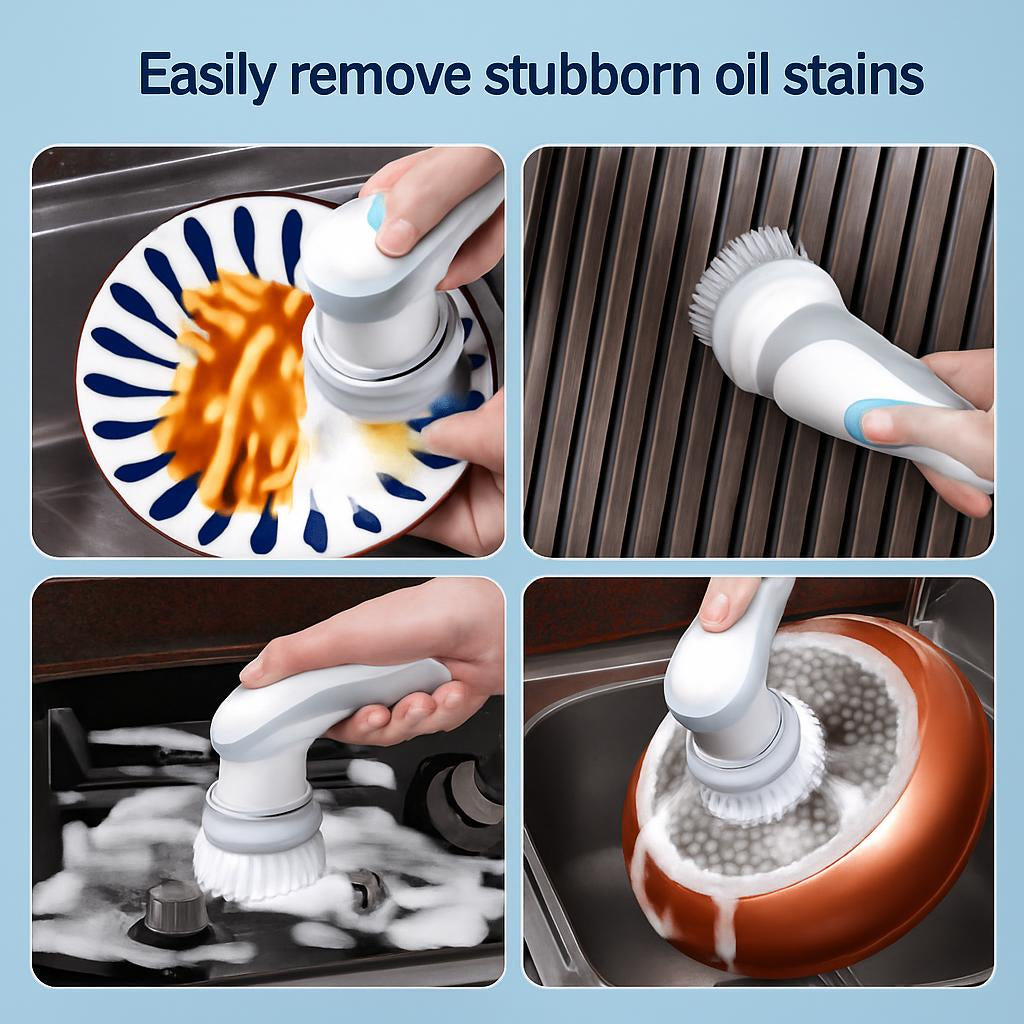 Rechargeable Multi-Use Electric Cleaning Brush Set with USB Charging