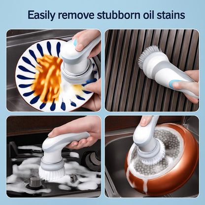 Rechargeable Multi-Use Electric Cleaning Brush Set with USB Charging