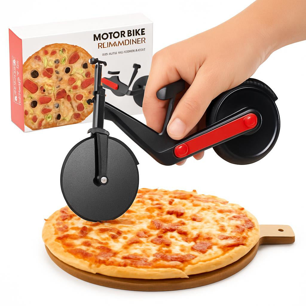 Motorbike Design Pizza Cutter - Black and Red