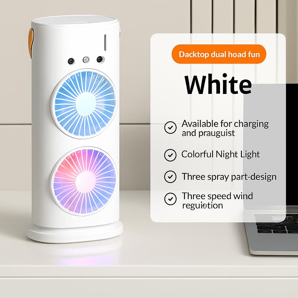 Eco-Friendly Double Headed Fan with Night Light
