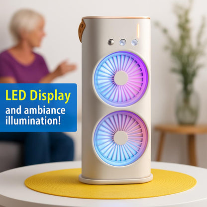 Eco-Friendly Double Headed Fan with Night Light
