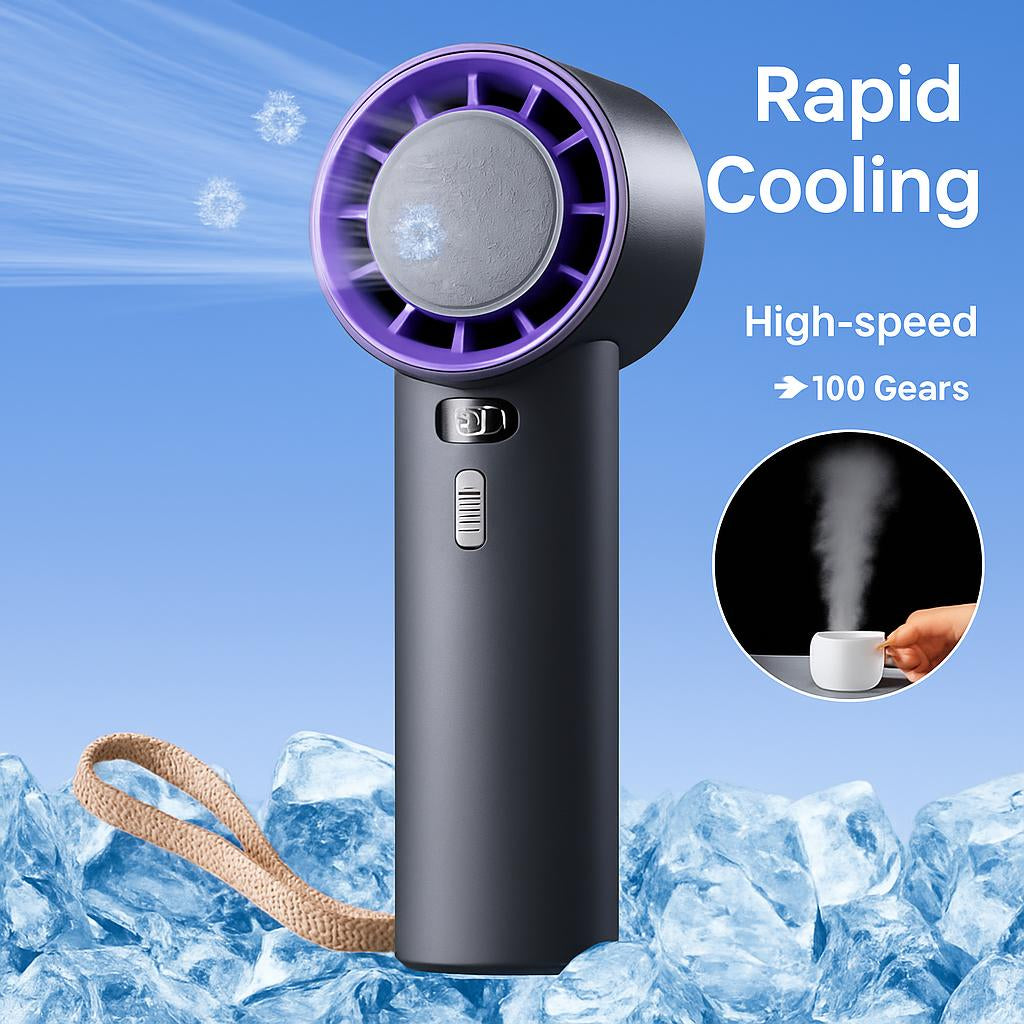 Portable Eco-Friendly Handheld Fan with Gray and Purple Accents