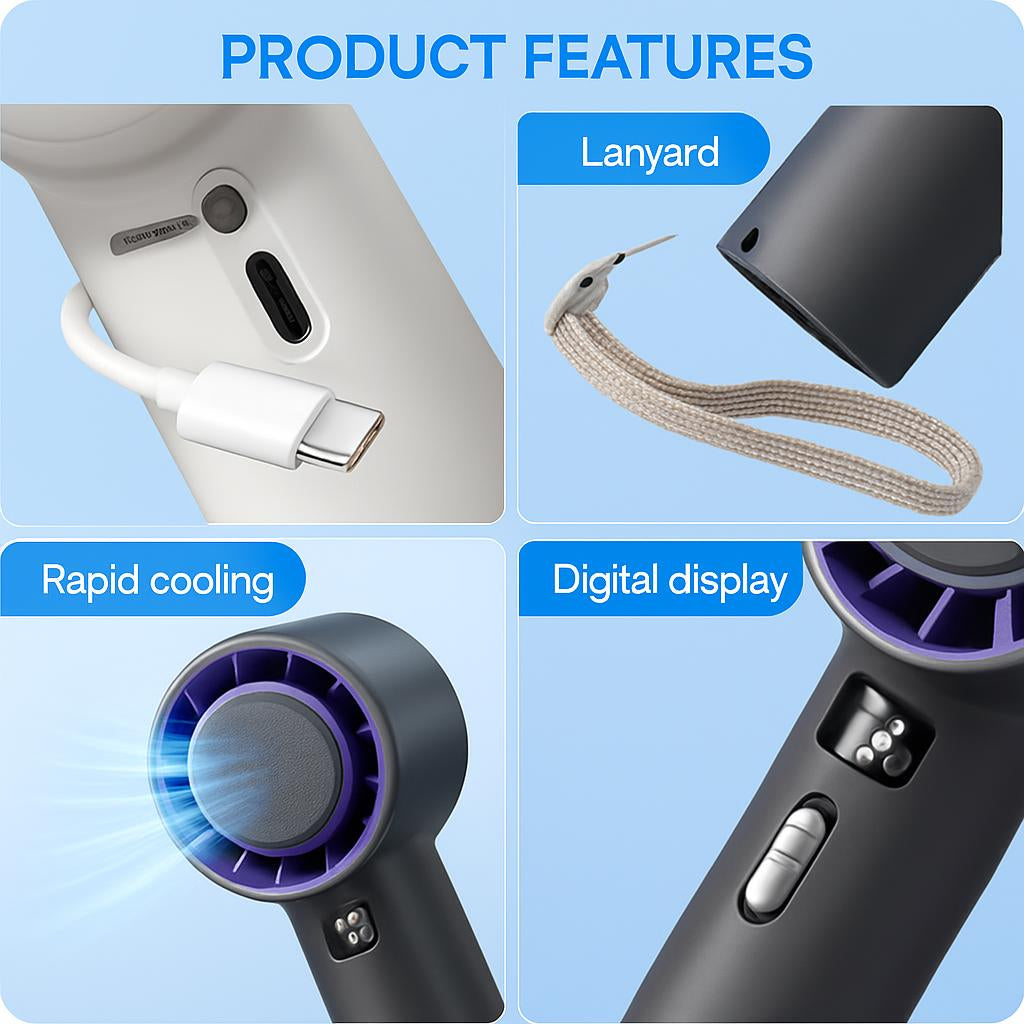 Turbo Cooling Mini Fan - Rechargeable & Portable