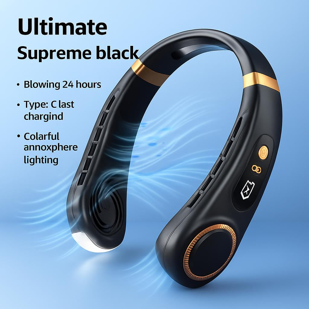Eco-Friendly Portable Neck Fan - Hands-Free Cooling with Rechargeable Battery