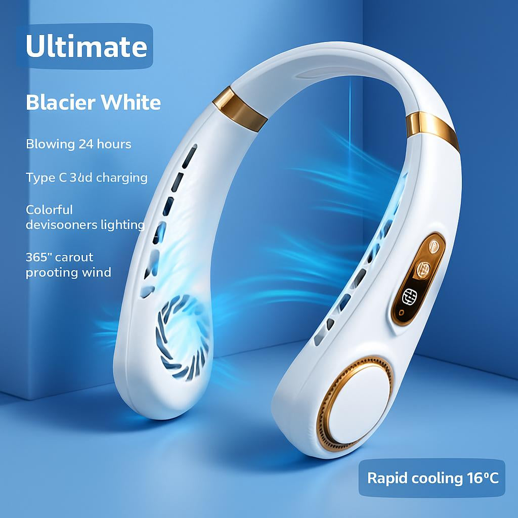 Eco-Friendly Portable Neck Fan - Hands-Free Cooling with Rechargeable Battery