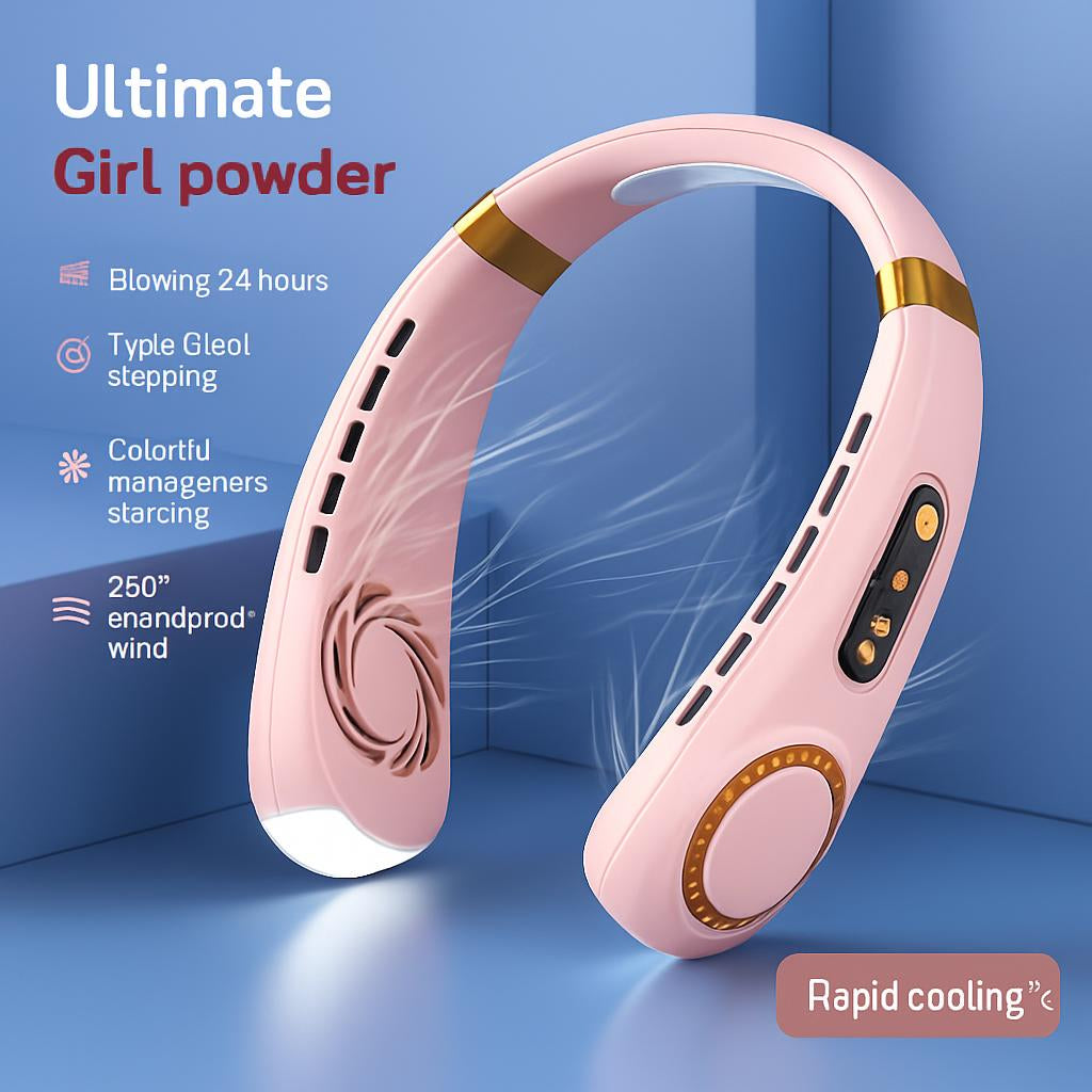 Eco-Friendly Portable Neck Fan - Hands-Free Cooling with Rechargeable Battery