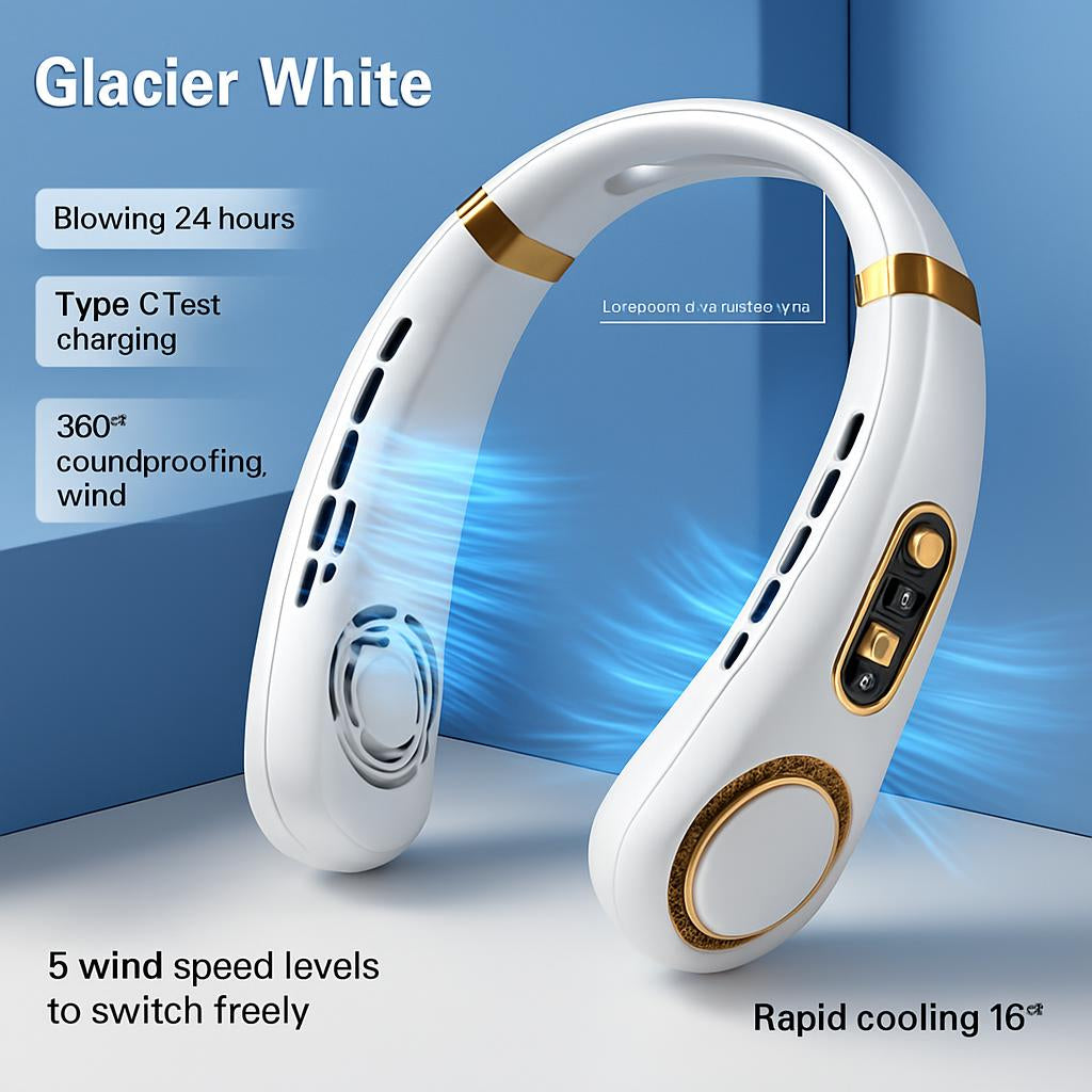 Eco-Friendly Portable Neck Fan - Hands-Free Cooling with Rechargeable Battery