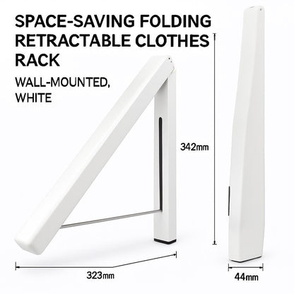 Space-Saving Folding Retractable Clothes Rack - Wall-Mounted, White