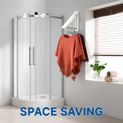 Space-Saving Folding Retractable Clothes Rack - Wall-Mounted, White