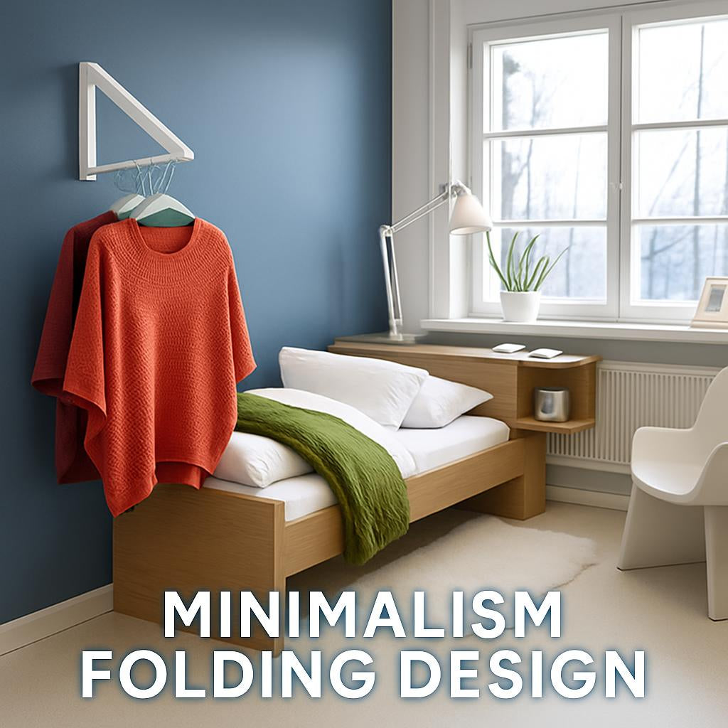 Space-Saving Folding Retractable Clothes Rack - Wall-Mounted, White