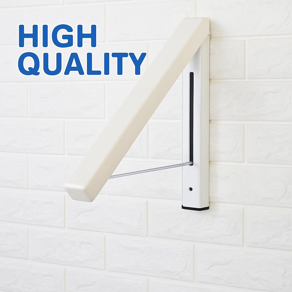 Space-Saving Folding Retractable Clothes Rack - Wall-Mounted, White