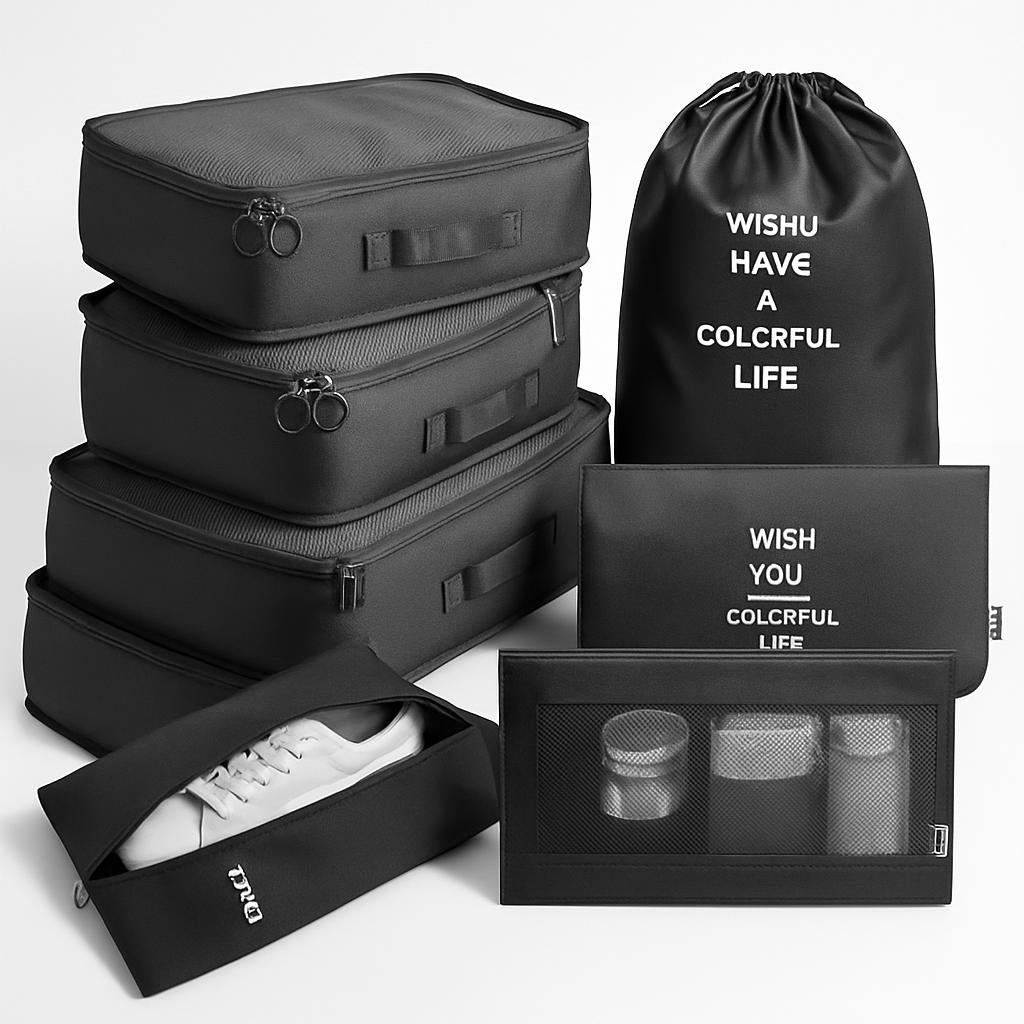 Eco-Friendly Travel Packing Cubes and Bags Set in Various Colors