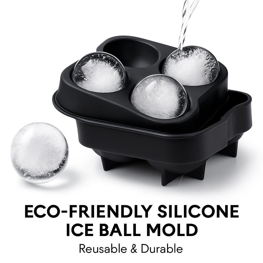 Eco-Friendly Silicone Ice Ball Mold in Black