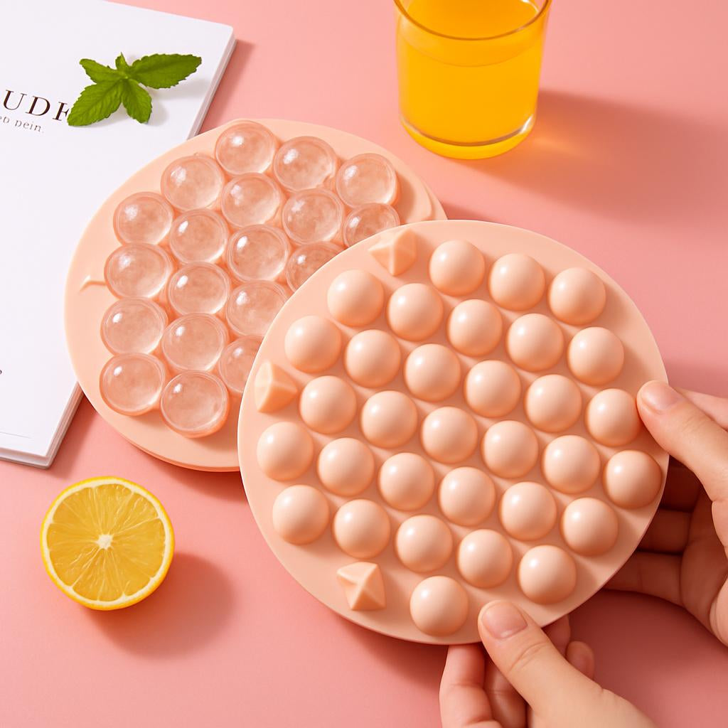 Circular Silicone Ice Cube Tray - Eco-Friendly Reusable Ice Mold