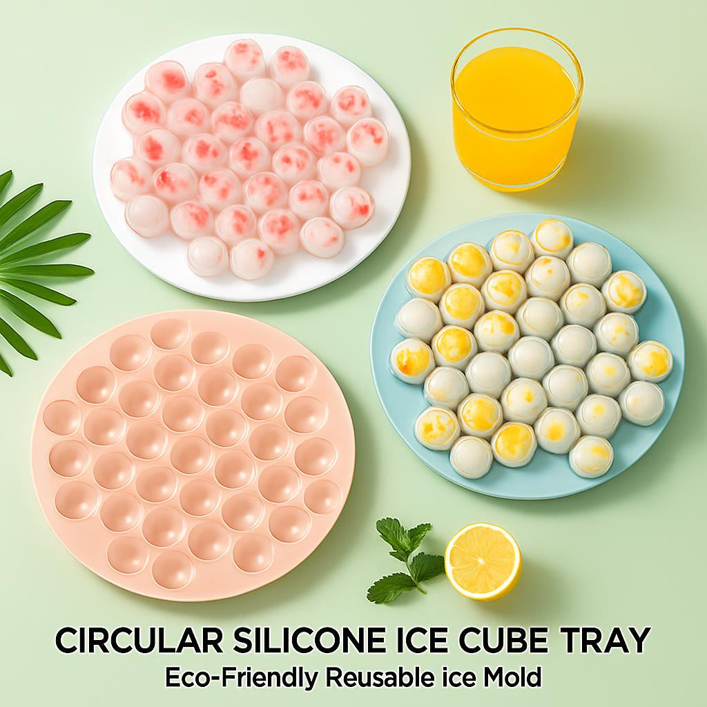 Circular Silicone Ice Cube Tray - Eco-Friendly Reusable Ice Mold