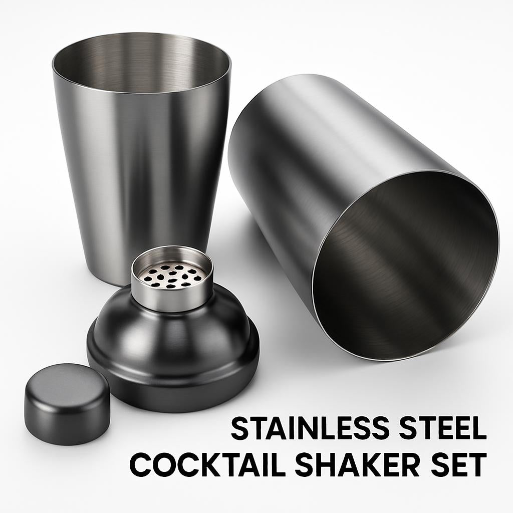 Sustainable Stainless Steel Cocktail Shaker Set in Metallic Silver