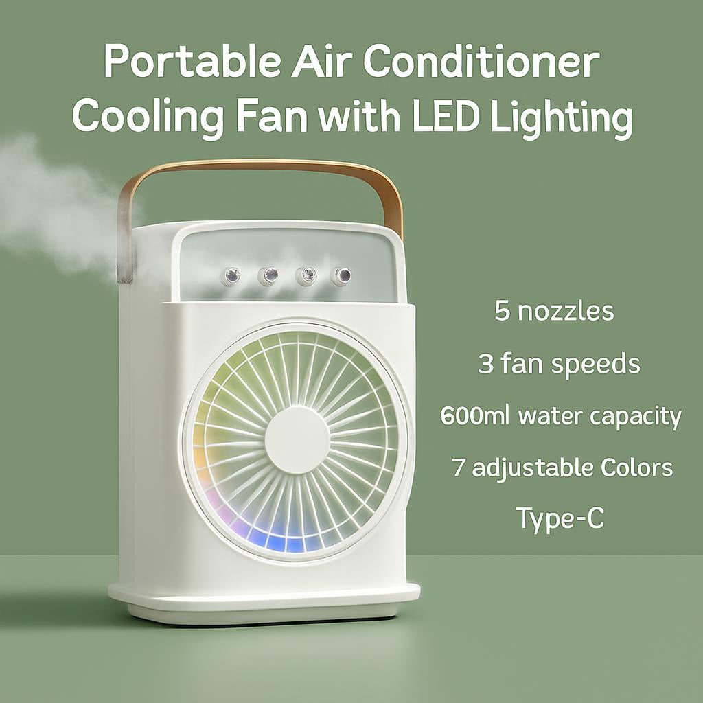 Portable Air Conditioner Cooling Fan with LED Lighting