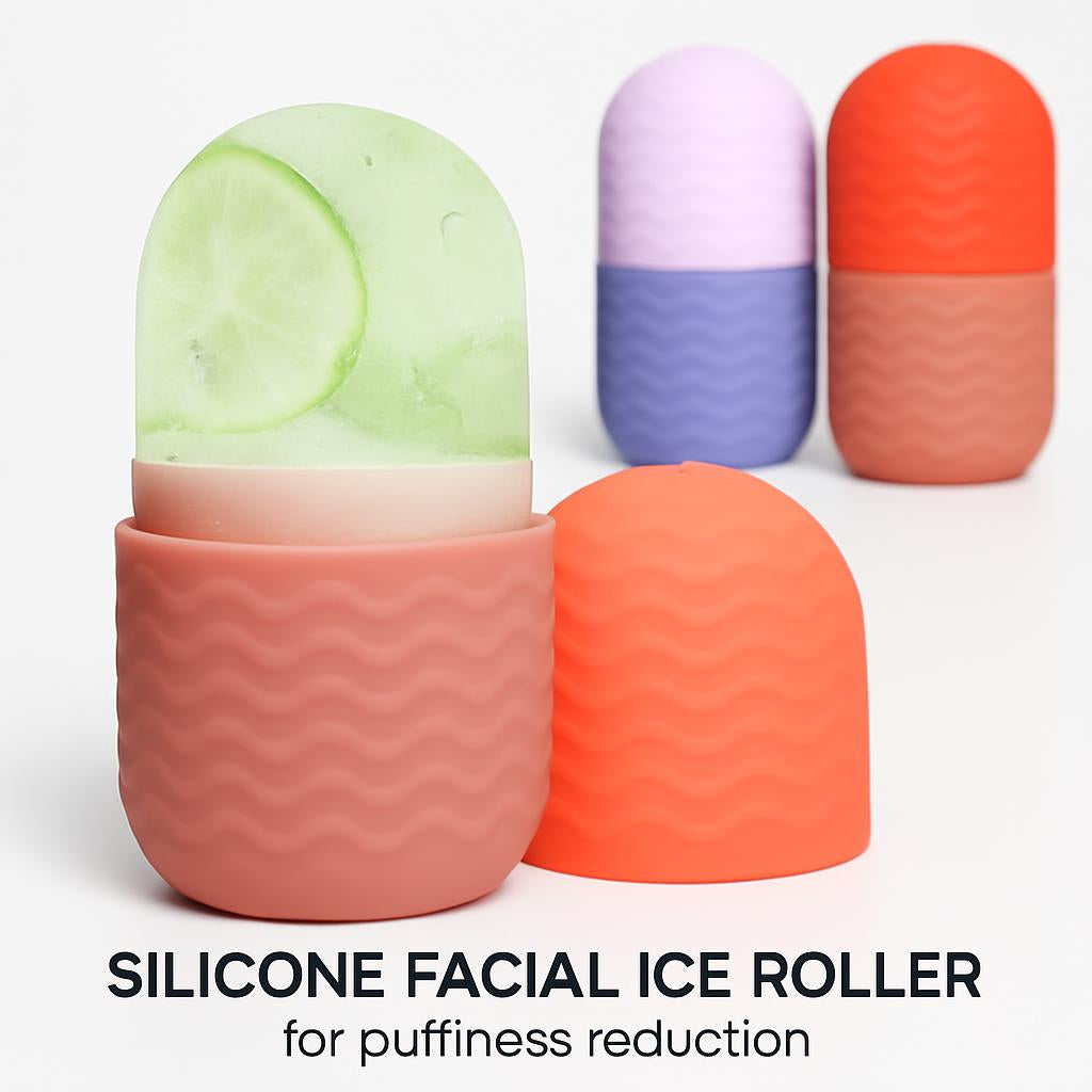 Pink Silicone Facial Ice Roller for Puffiness Reduction