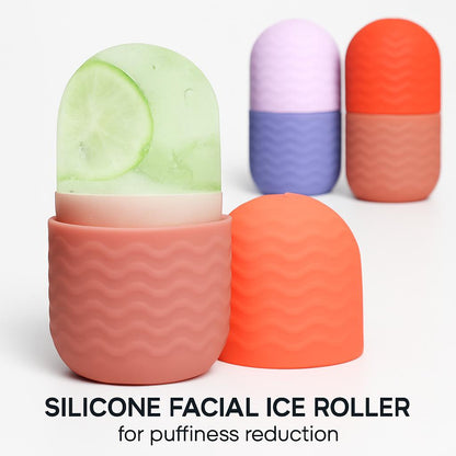Pink Silicone Facial Ice Roller for Puffiness Reduction
