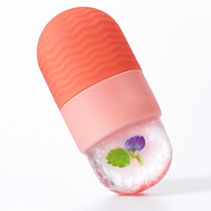 Pink Silicone Facial Ice Roller for Puffiness Reduction