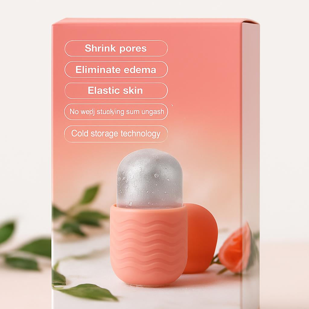 Pink Silicone Facial Ice Roller for Puffiness Reduction