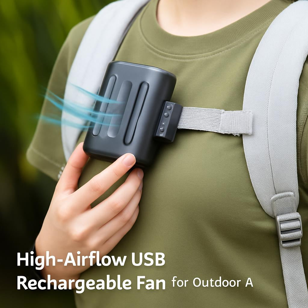 High-Airflow USB Rechargeable Fan for Outdoor Adventures
