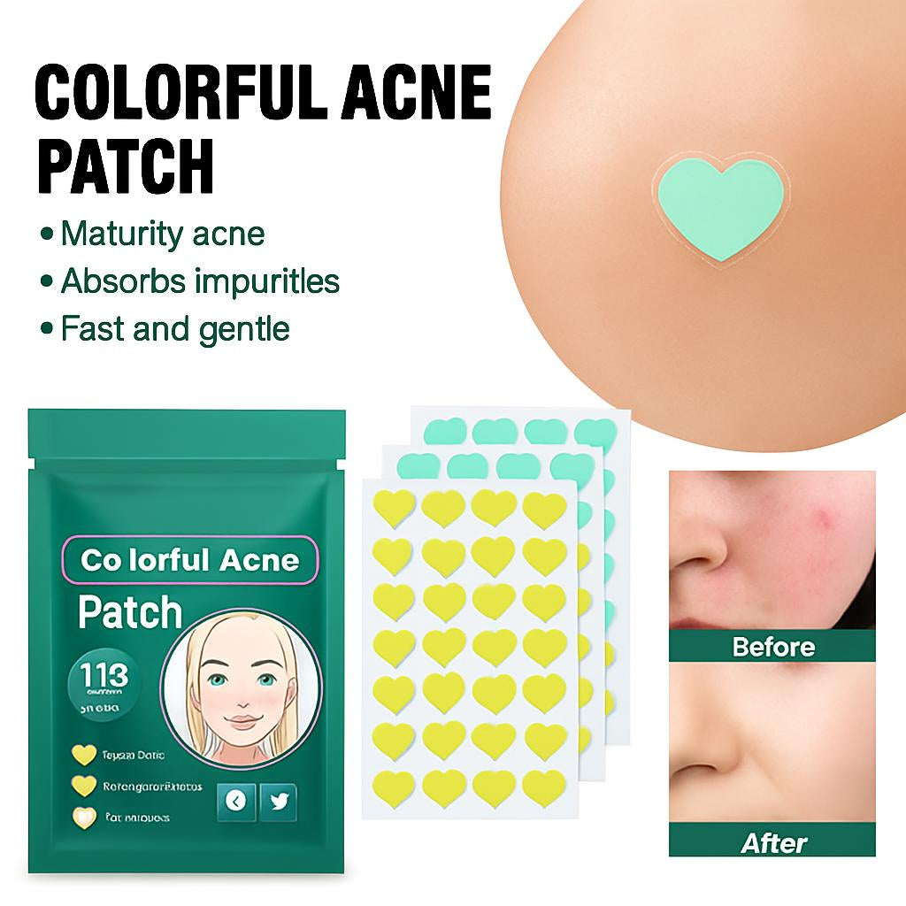 Heart-Shaped Colorful Acne Patches in Eco-Friendly Packaging