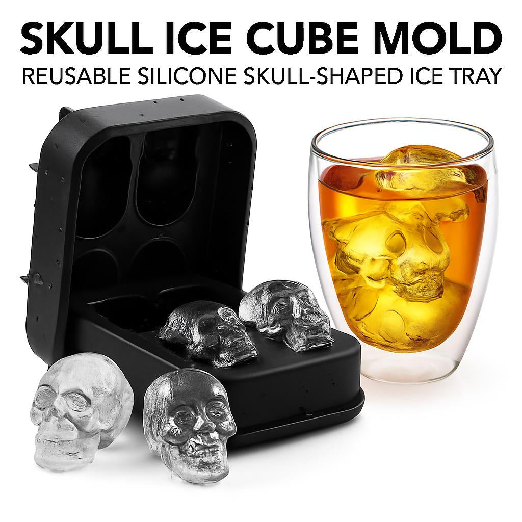 Skull Ice Cube Mold - Reusable Silicone Skull-Shaped Ice Tray