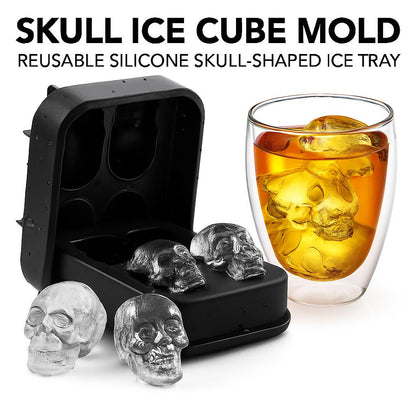 Skull Ice Cube Mold - Reusable Silicone Skull-Shaped Ice Tray