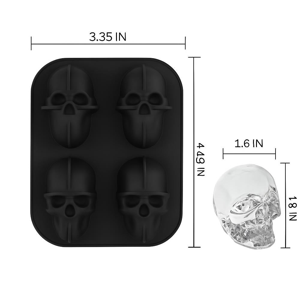 Skull Ice Cube Mold - Reusable Silicone Skull-Shaped Ice Tray