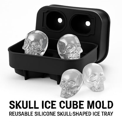Skull Ice Cube Mold - Reusable Silicone Skull-Shaped Ice Tray