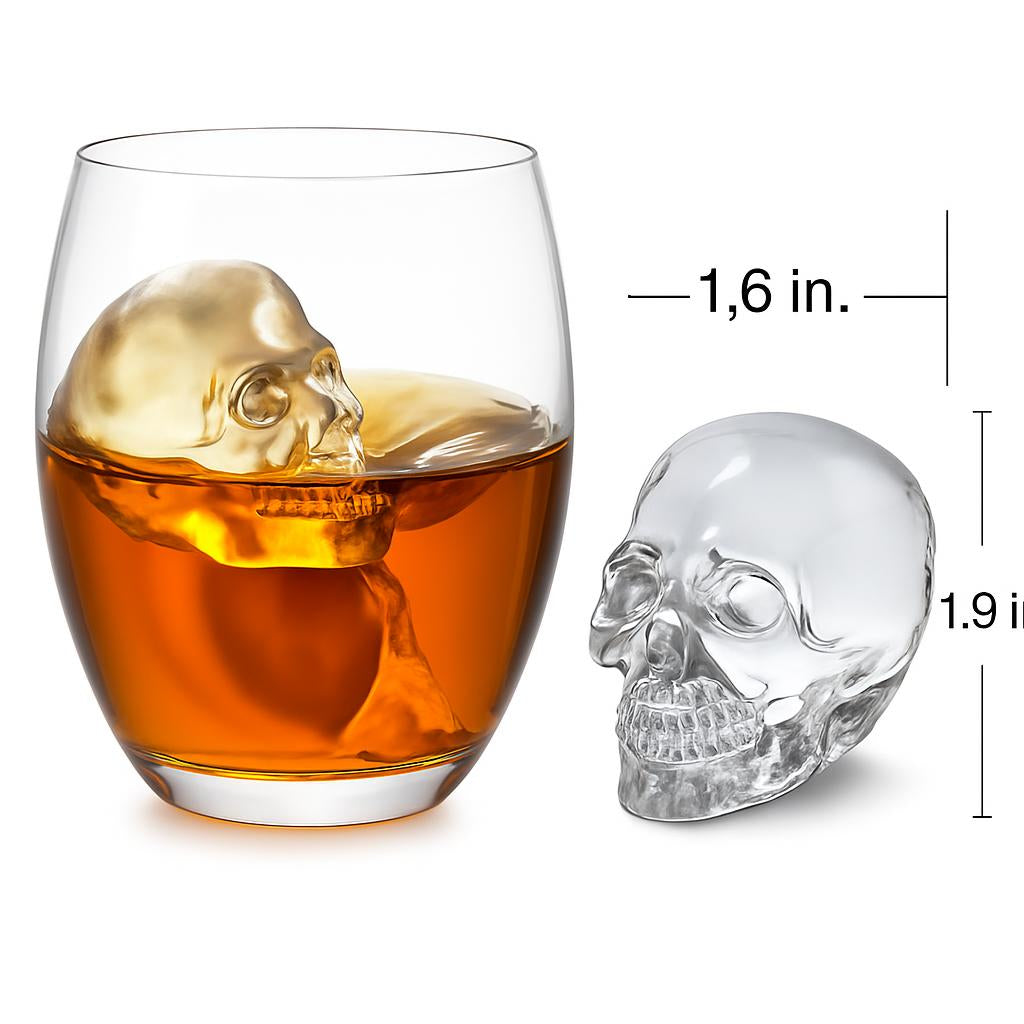 Skull Ice Cube Mold - Reusable Silicone Skull-Shaped Ice Tray