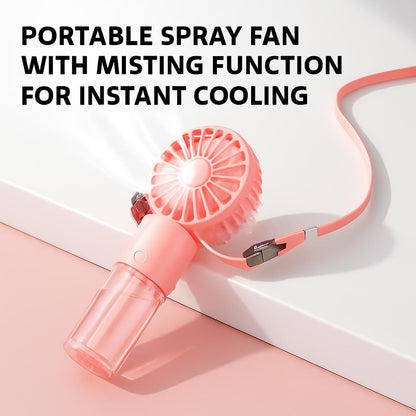 Portable Spray Fan with Misting Function for Instant Cooling