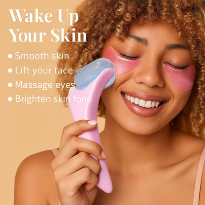 Pink Ergonomic Facial Ice Roller for Skincare and Wellness