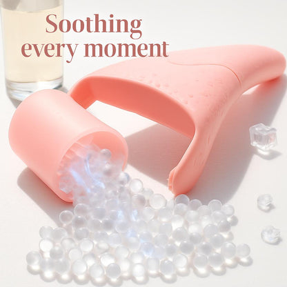 Pink Ergonomic Facial Ice Roller for Skincare and Wellness