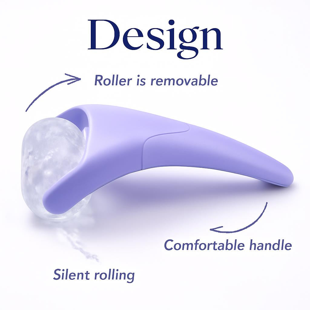 Pink Ergonomic Facial Ice Roller for Skincare and Wellness