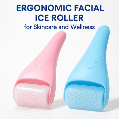 Pink Ergonomic Facial Ice Roller for Skincare and Wellness