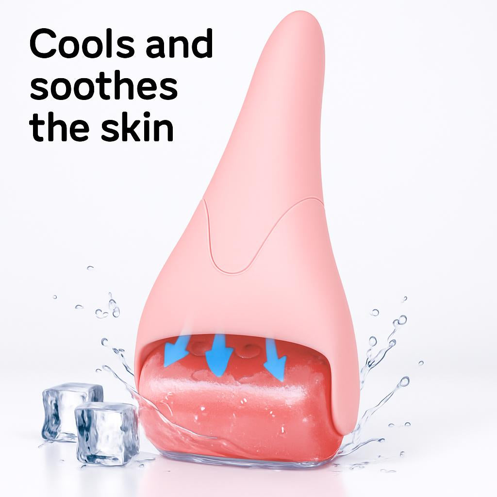 Pink Ergonomic Facial Ice Roller for Skincare and Wellness