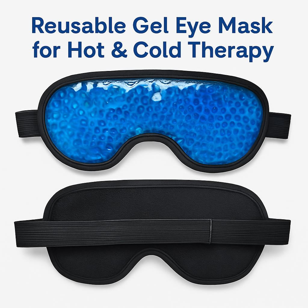 Reusable Gel Eye Mask for Hot & Cold Therapy - Blue Contoured Design