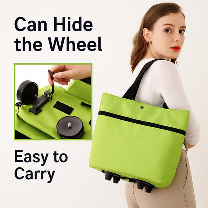 Green convertible shopping bag with wheels