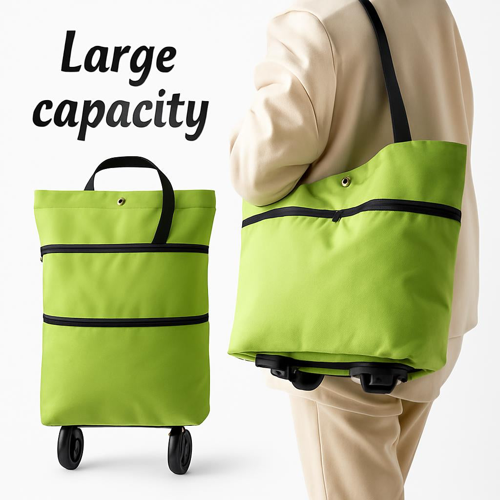 Eco-Friendly 2-in-1 Foldable Shopping Cart with Organizer
