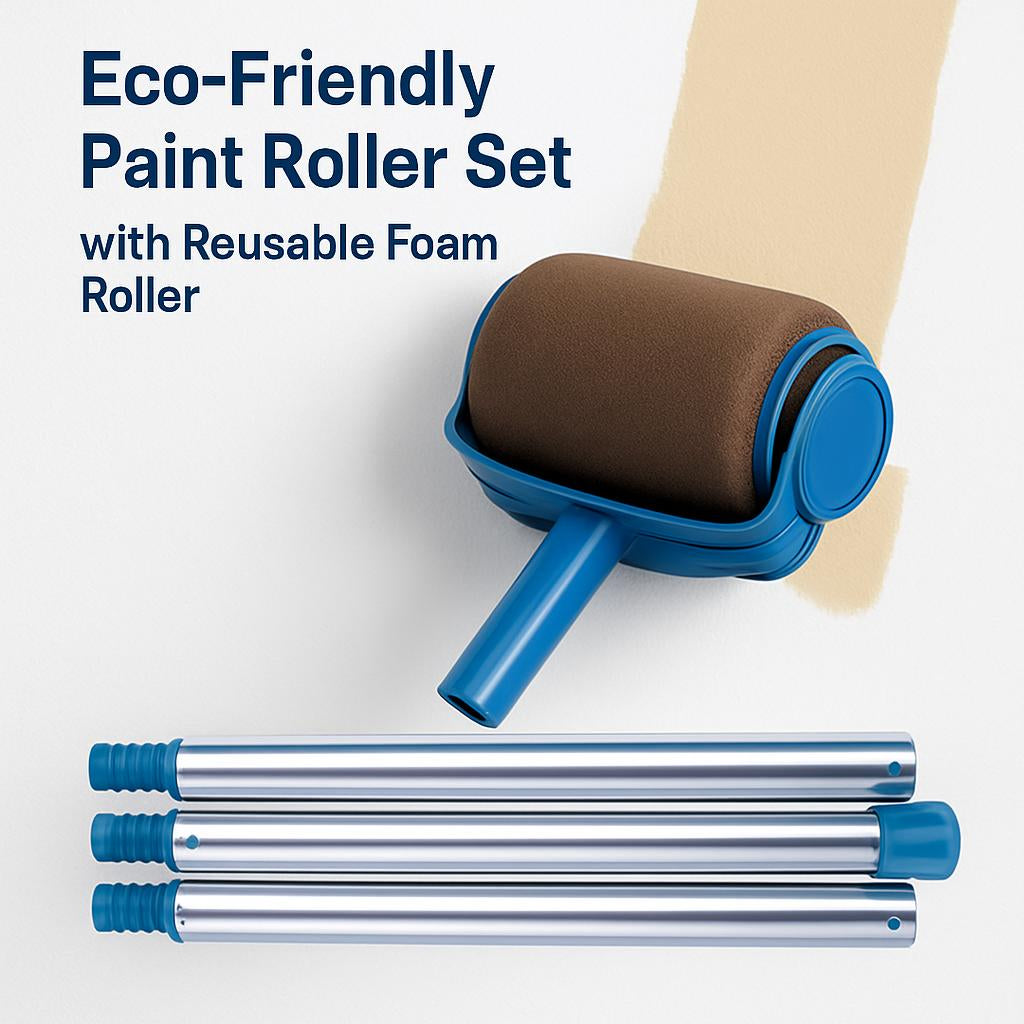 Eco-Friendly Paint Roller Set with Reusable Foam Rollers
