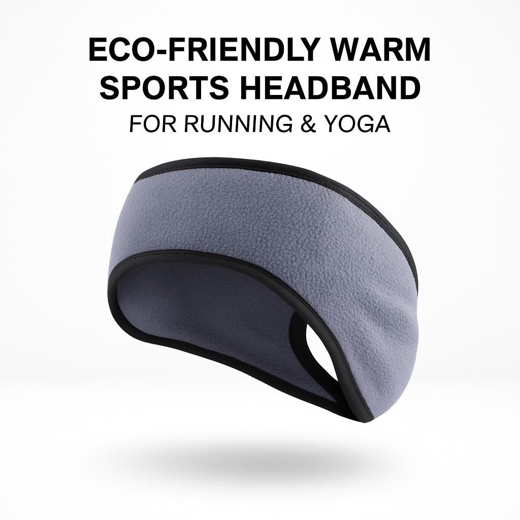 Eco-Friendly Gray Fleece Headband with Black Trim