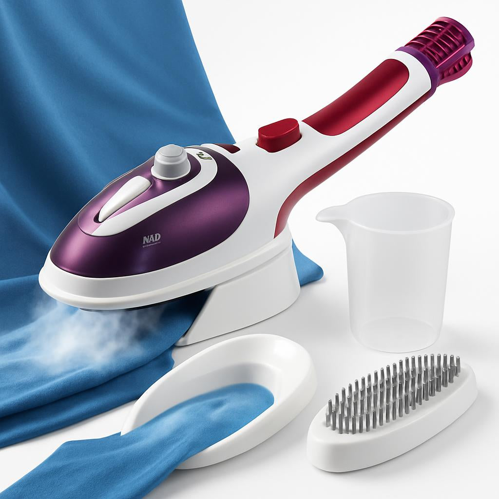 Eco-Friendly Handheld Garment Steamer in White and Purple