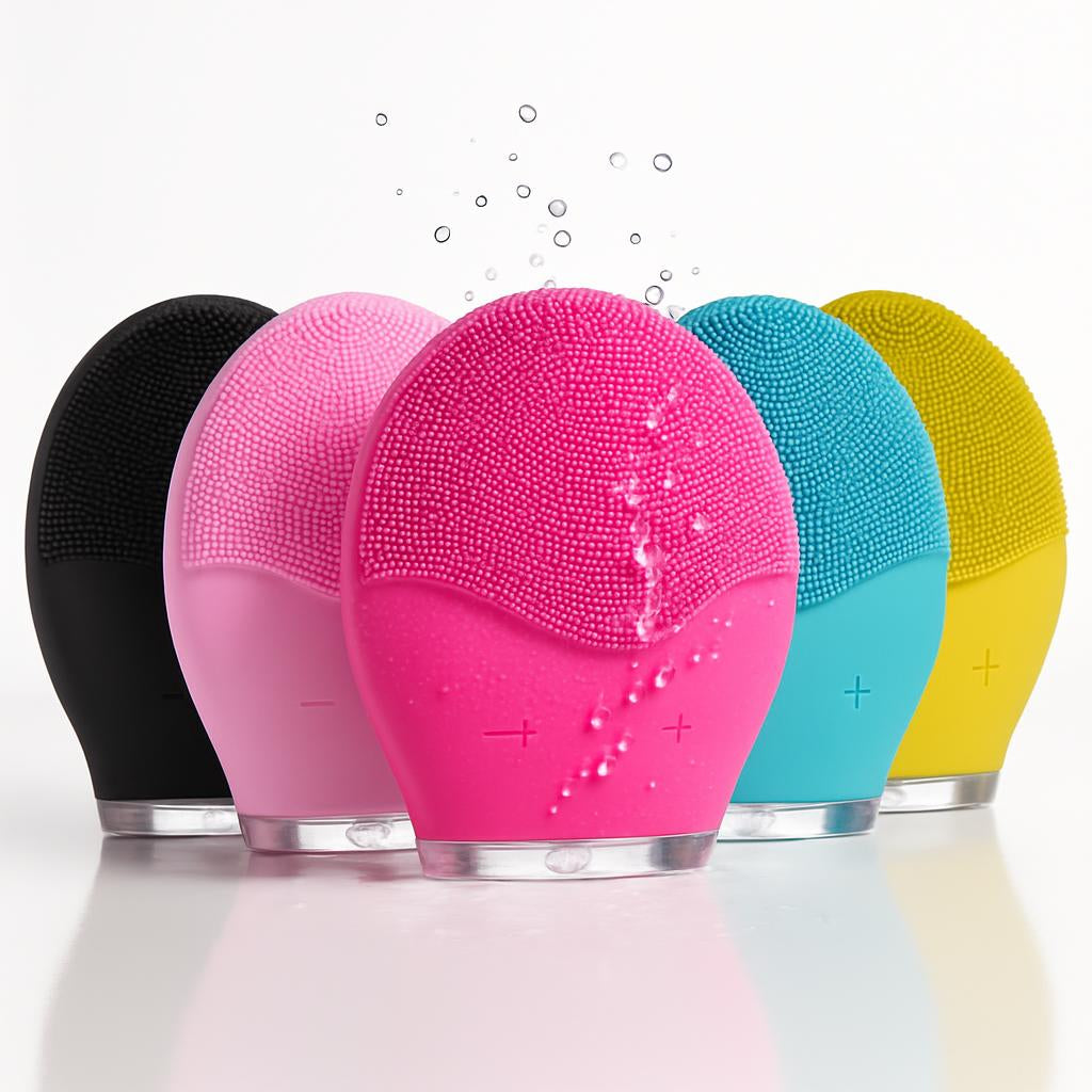 Eco-Friendly Silicone Facial Cleansing Brush in Black, Pink, Blue, Yellow