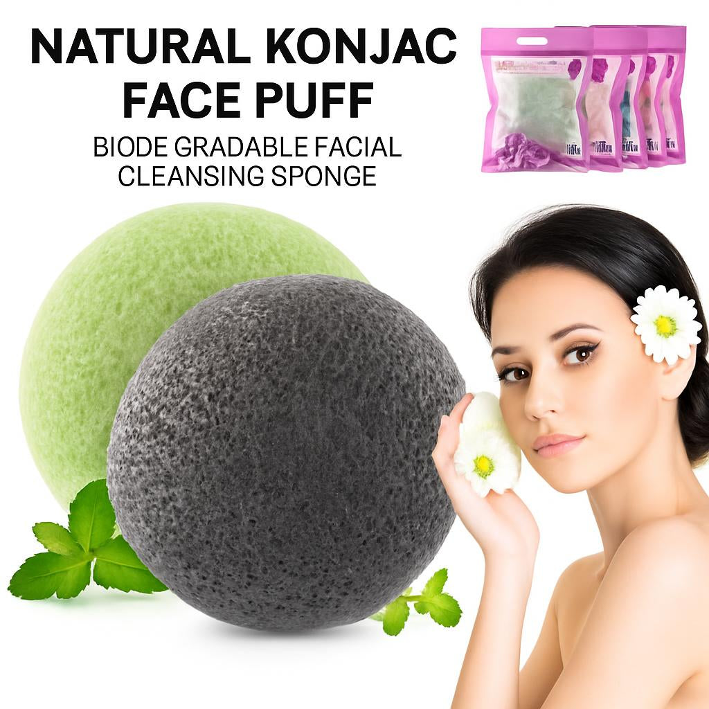 Natural Konjac Face Puff - Biodegradable Facial Cleansing Sponge