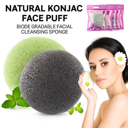 Natural Konjac Face Puff - Biodegradable Facial Cleansing Sponge